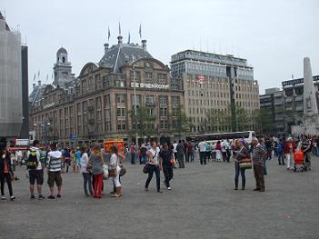 dam square and bijenkorf amsterdam